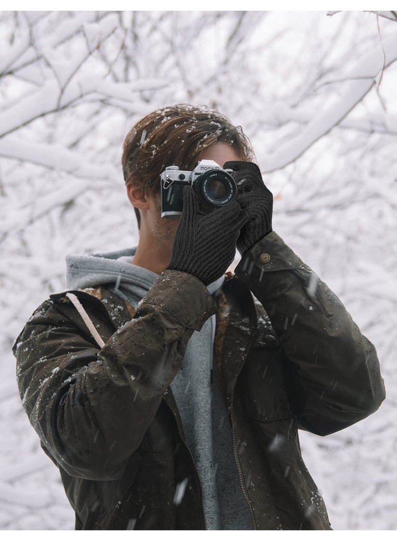 SOLARAE Winter Knit Gloves for Men Women, Touch Screen Texting Gloves, Warm Knitted Glove for Outdoor Soft Elastic Lining, 3Pack - Image 5