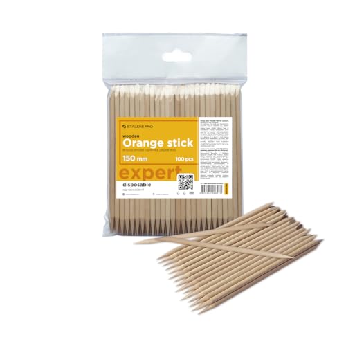 STALEKS PRO EXPERT Wooden Orange Sticks (10 Pcs) – 150mm Natural Wood Manicure & Nail Art Tools for Professional & Home Use - Image 1