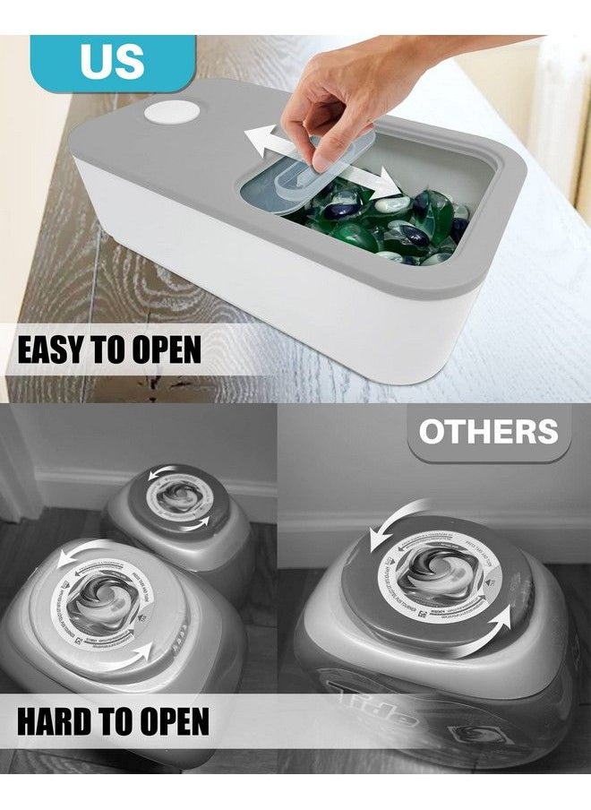 Skywin Laundry Pod Container With Sliding Lid | Stylish Laundry Pod Storage Container For Laundry Room Container Organization Great As Laundry Detergent Container Dishwasher Pod Laundry Container(Grey)  - Image 3