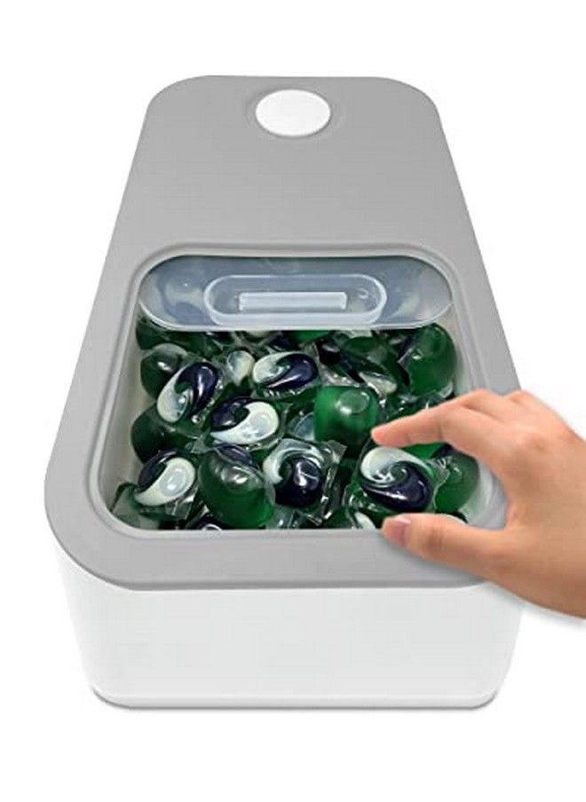 Skywin Laundry Pod Container With Sliding Lid | Stylish Laundry Pod Storage Container For Laundry Room Container Organization Great As Laundry Detergent Container Dishwasher Pod Laundry Container(Grey)  - Image 1