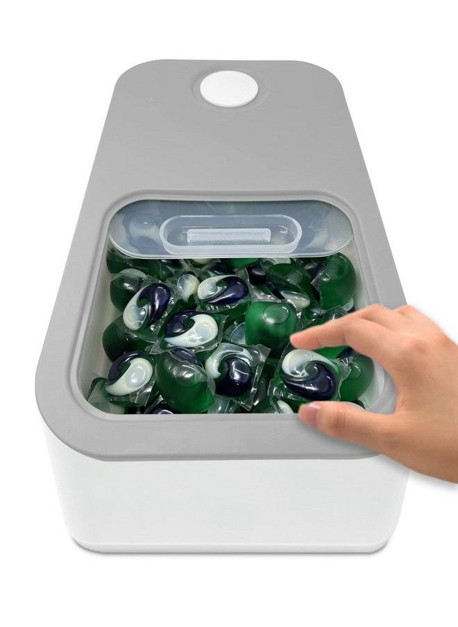 Skywin Laundry Pod Container With Sliding Lid | Stylish Laundry Pod Storage Container For Laundry Room Container Organization Great As Laundry Detergent Container Dishwasher Pod Laundry Container(Grey)  - Image 2
