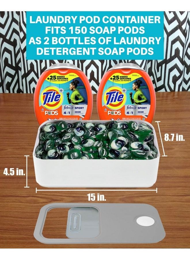 Skywin - Laundry Pod Container With Sliding Lid | Stylish Laundry Pod Storage Container For Laundry Room Container Organization Great As Laundry Detergent Container Dishwasher Pod Laundry Container(Grey) - Image 1