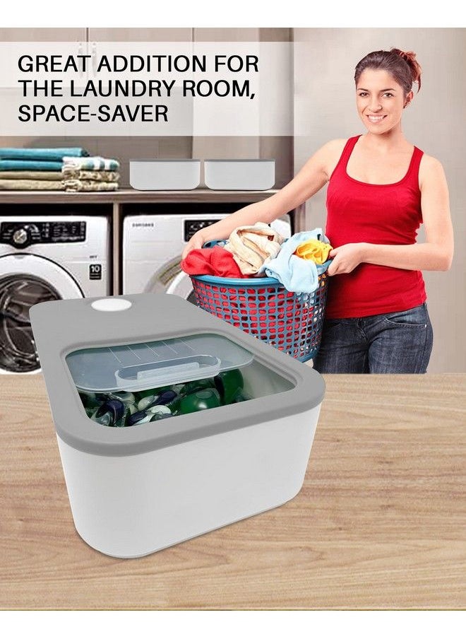 Skywin Laundry Pod Container With Sliding Lid | Stylish Laundry Pod Storage Container For Laundry Room Container Organization Great As Laundry Detergent Container Dishwasher Pod Laundry Container(Grey)  - Image 5