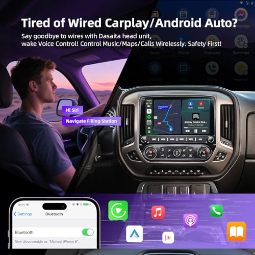 Dasaita 8GB+256GB Car Stereo for Chevrolet Silverado GMC Sierra 2014-2019 with Wireless Carplay & Android Auto, Android 13 GPS Navigation Head Unit, 11.6" QLED Screen Plug & Play Radio, Voice Control - Image 4