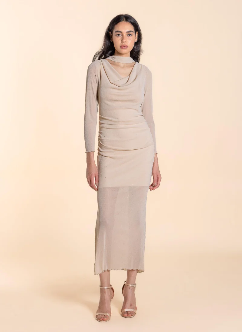 شايبس فستان طويل شبكي مفصل