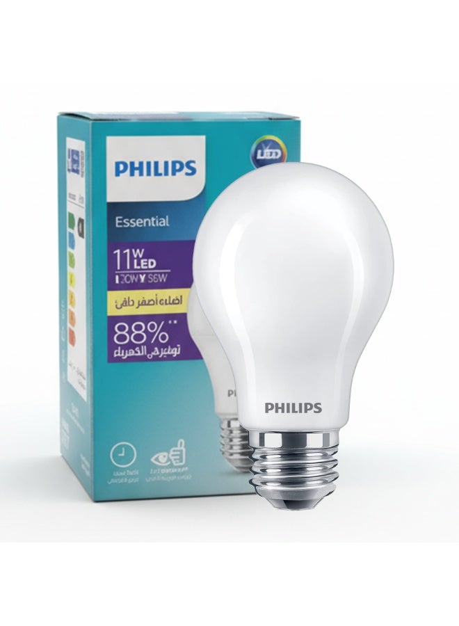 فيليبس مصباح LED بقوة 11 واط وقاعدة E27، موفر للطاقة، إضاءة صفراء دافئة ساطعة 6500 كلفن، 1150 لومن، قاعدة E27 قياسية، عمر طويل، إضاءة صديقة للبيئة - Image 2