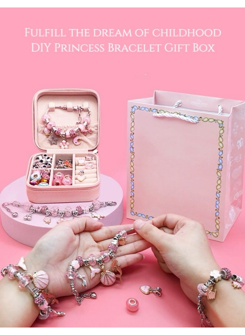 Beauenty Bracelet Making Kit for Girls,68PCs Charm Bracelets Kit with Jewelry Box, Jewelry Charms, Bracelets for DIY Craft, Jewelry Gift for Adults and Kids，Present For 8-12 Year Old Girl (pink)68-Piece Bracelet Making Kit for Girls Charm Bracelets Kit with Jewelry Box DIY Craft Jewelry Gift for Adults and Kid  - Image 4