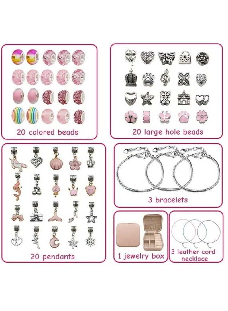 Beauenty Bracelet Making Kit for Girls,68PCs Charm Bracelets Kit with Jewelry Box, Jewelry Charms, Bracelets for DIY Craft, Jewelry Gift for Adults and Kids，Present For 8-12 Year Old Girl (pink)68-Piece Bracelet Making Kit for Girls Charm Bracelets Kit with Jewelry Box DIY Craft Jewelry Gift for Adults and Kid  - Image 5