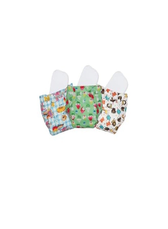 Laee cute "Eco-Friendly Baby Cloth Diapers with Absorbent Inserts - Soft, Washable & Adjustable (skyblue+green+white) - Image 2