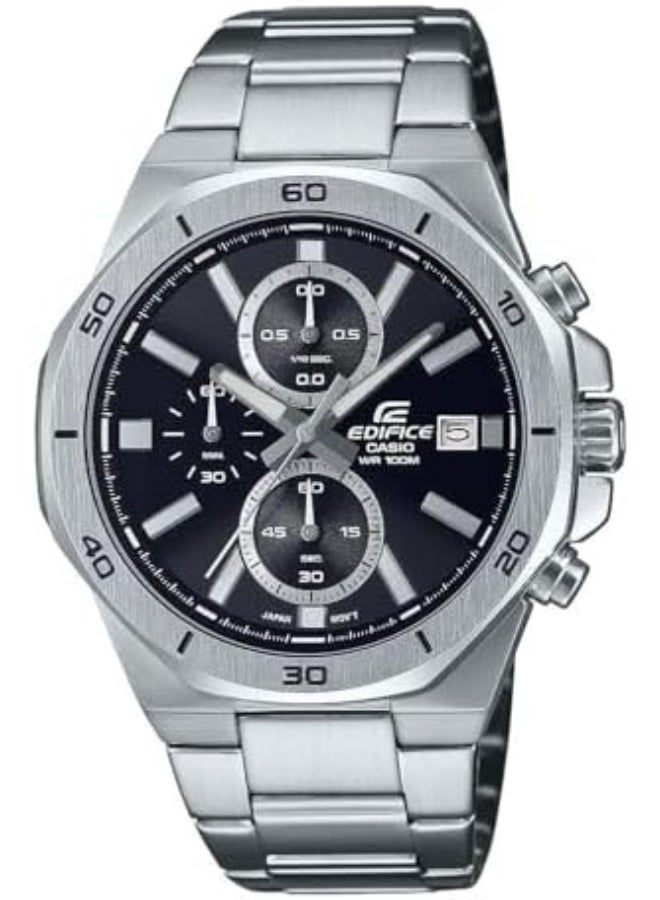Casio Edifice Men's Watch - EFV-640D-1AVUDF Black Dial, Silver Band - Image 1