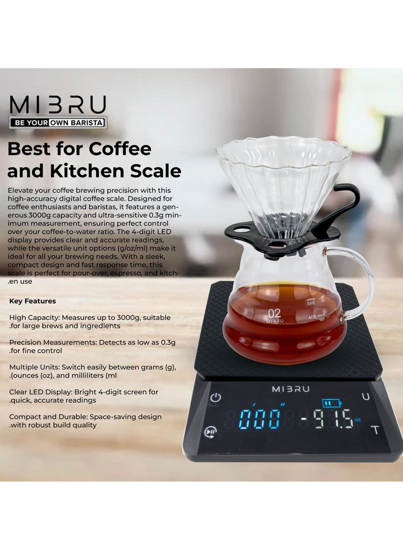 ميبرو ميزان قهوة رقمي يعمل بالبطاريات و قابل للشحن مقاوم للماء - Image 5