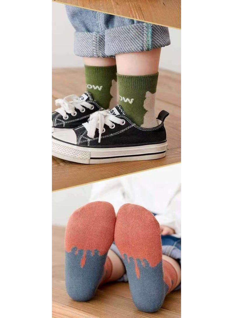 5 Pair Stylish Socks Set, Boys&Girls Mid-Calf Socks with Adorable Patterns, Breathable Comfortable Crew Socks, Suitable for All Seasons Easy to Match with Clothes 3-6 years - Image 3