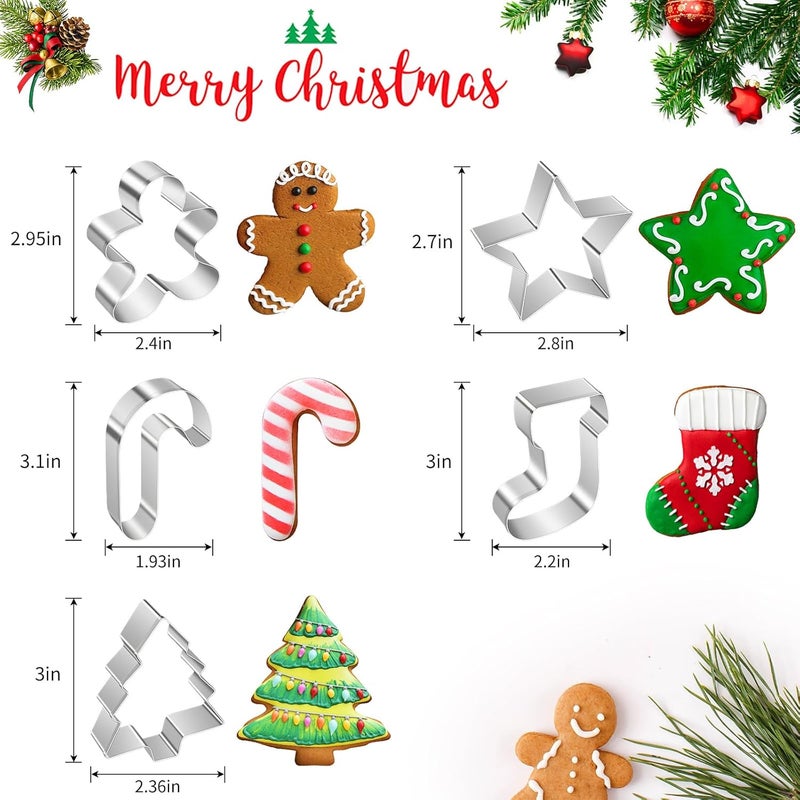 ALL-TOP Christmas Cookie Cutter Set - 5 Biscuit Shapes for Creative Baking Delights - Image 2