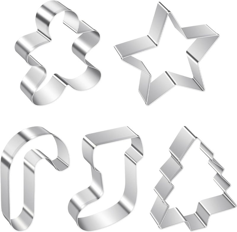 ALL-TOP Christmas Cookie Cutter Set - 5 Biscuit Shapes for Creative Baking Delights - Image 1