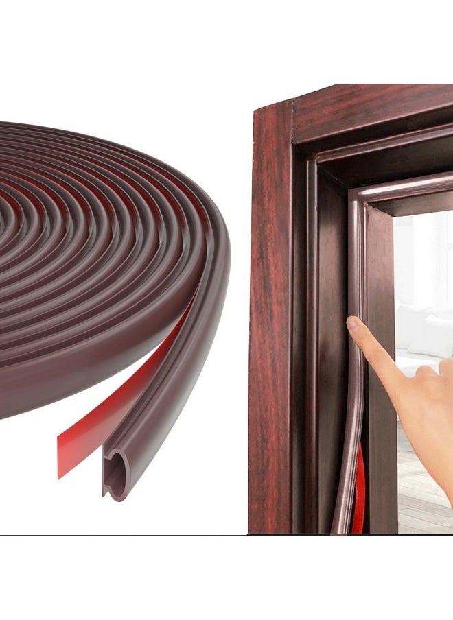 Beauenty 236”/6M D-shape Rubber Door Sealing Strip Upvc Window Weather Stripping for 2.5-6mm Gap,Self Adhesive Pvc Soundproofing Front Door Frame Insulation Seal Draft Excluder,Noise Wind Blocker,Brown  - Image 1