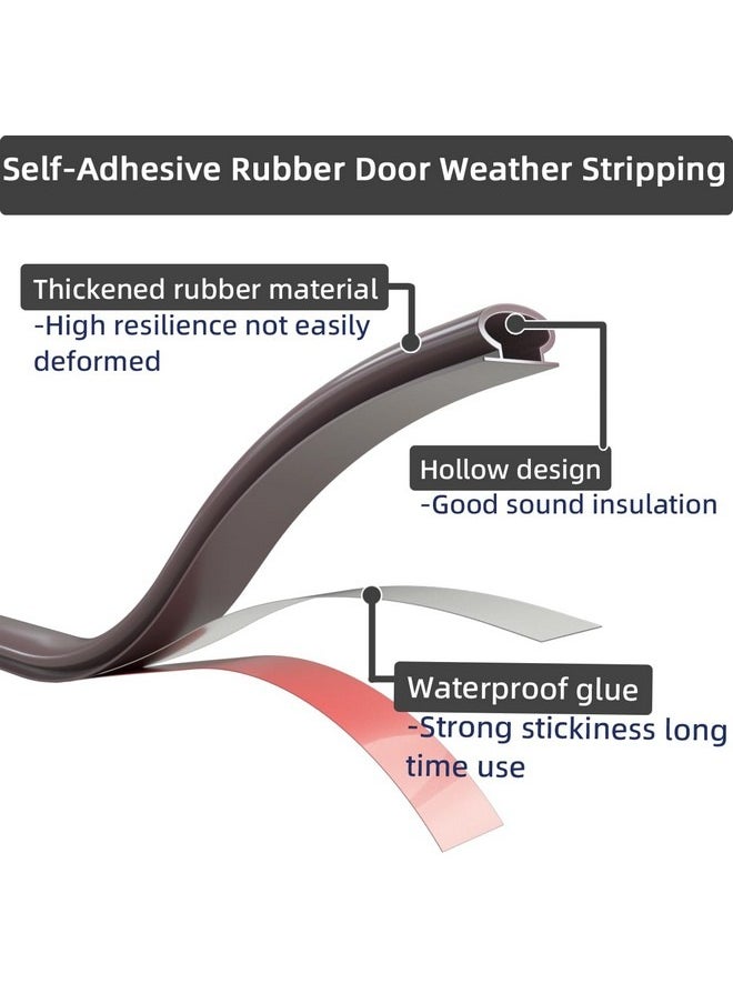 236”/6M D-shape Rubber Door Sealing Strip Upvc Window Weather Stripping for 2.5-6mm Gap,Self Adhesive Pvc Soundproofing Front Door Frame Insulation Seal Draft Excluder,Noise Wind Blocker,Brown