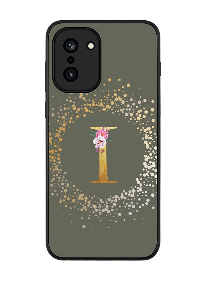 For OnePlus 15R Case,Slim fit Camera Protection, Shockproof Thin Phone cover - Custom Monogram Floral - I (Olive Green )