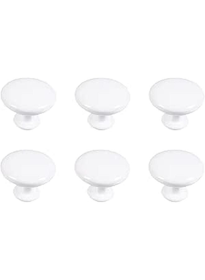 6Pcs White Alloy Cabinet Door Handles Round Single Hole Drawer Pulls For Kitchen Wardrobe - Image 1