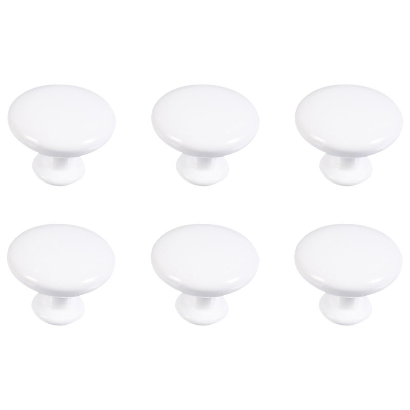 6Pcs White Alloy Cabinet Door Handles Round Single Hole Drawer Pulls For Kitchen Wardrobe - Image 2