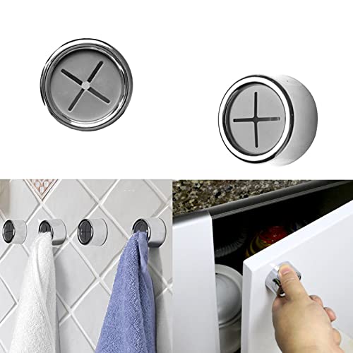 Junwapy 6Packs Kitchen Towel Hooks, Round Self Adhesive Wall Mount Dish Towel Hook Hangers, (Push to Hanging) Drilling Hand Towel Hook Holders with Premium Finish for Kitchen, Bathroom, Cabinet - Image 5