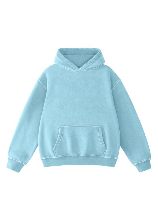 Dnzzs Acid Wash Hoodie Super Soft Sweatshirt for Mens Pullover Oversized Men's Fashion Hoodies & Sweatshirts Vintage Tops, Green Blue, M - Image 1