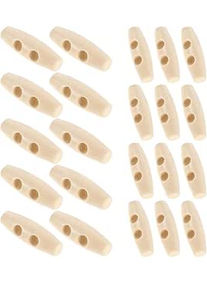 Natural Wood Toggle Buttons 3cm Double Hole Sew On Bulk For Sweaters Crafts DIY - Image 1