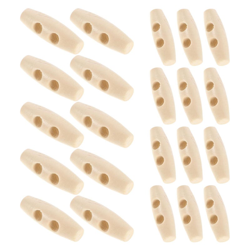 Natural Wood Toggle Buttons 3cm Double Hole Sew On Bulk For Sweaters Crafts DIY - Image 2