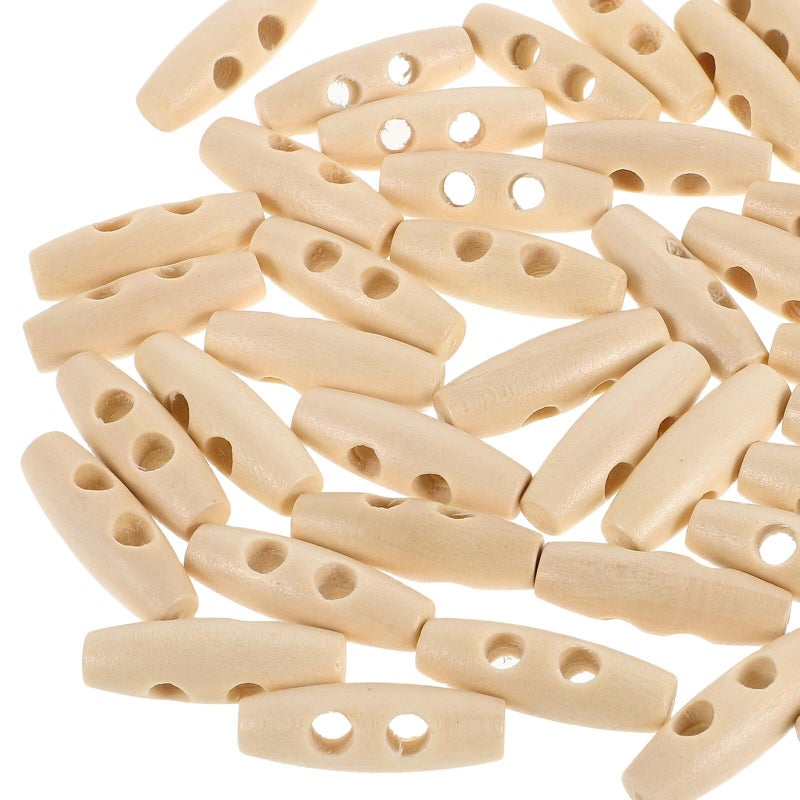 Natural Wood Toggle Buttons 3cm Double Hole Sew On Bulk For Sweaters Crafts DIY - Image 4