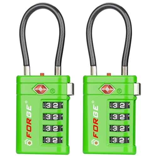 Forge TSA Approved Luggage Locks 4 Digit Combination TSA Travel Locks with TSA008, Open Alert Indicator, Zinc Alloy Body for Luggage, Suitcase, Backpack, and More. Green 2 Locks. - Image 1
