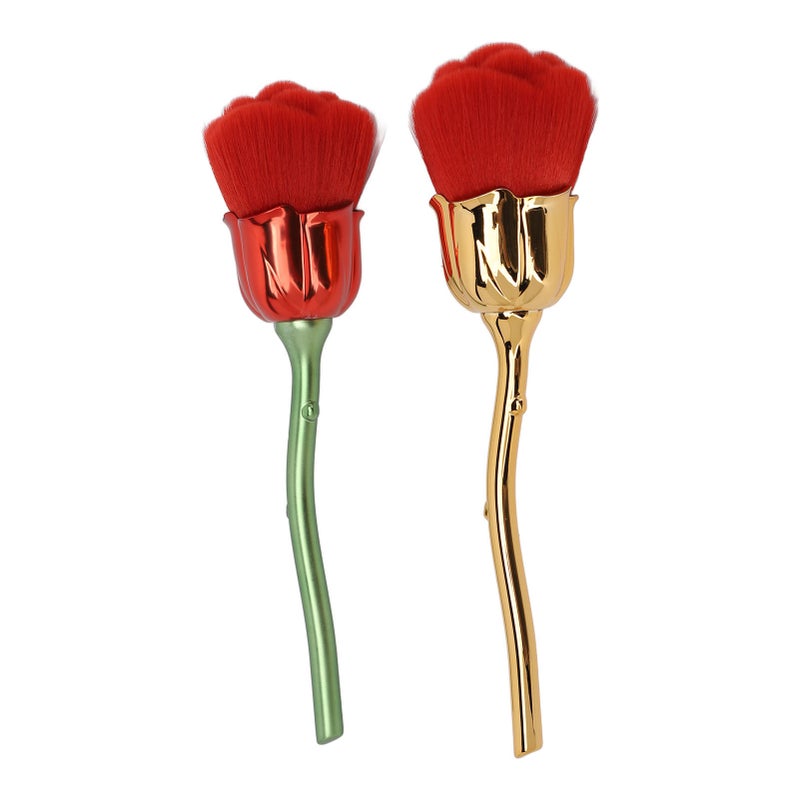 2pcs Rose Shape Nail Brush Dust Removal Thickened Die Cast Rose Manicure Cleaner Brush for Makeup - Image 1