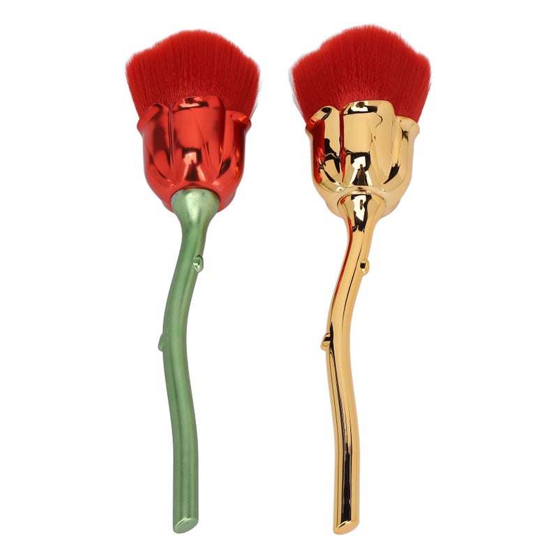2pcs Rose Shape Nail Brush Dust Removal Thickened Die Cast Rose Manicure Cleaner Brush for Makeup - Image 3