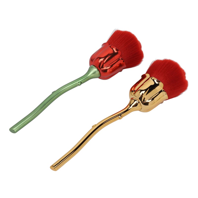 2pcs Rose Shape Nail Brush Dust Removal Thickened Die Cast Rose Manicure Cleaner Brush for Makeup - Image 4