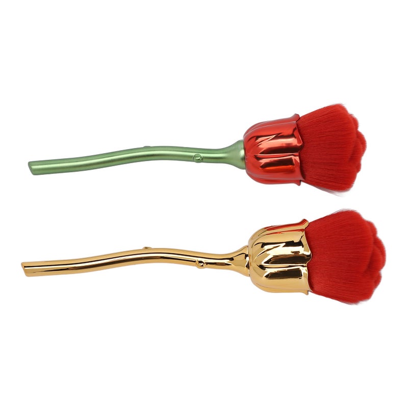 2pcs Rose Shape Nail Brush Dust Removal Thickened Die Cast Rose Manicure Cleaner Brush for Makeup - Image 5