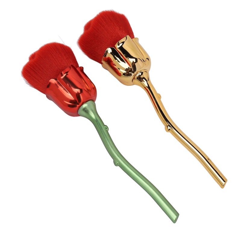 2pcs Rose Shape Nail Brush Dust Removal Thickened Die Cast Rose Manicure Cleaner Brush for Makeup - Image 2