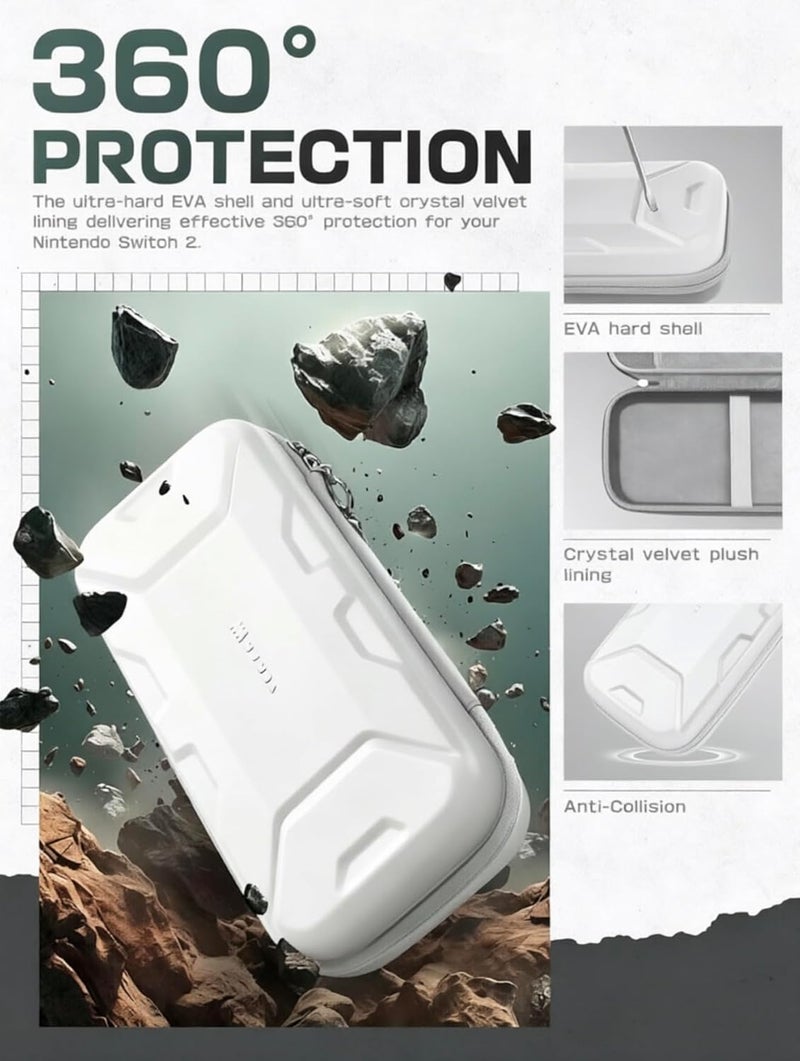 Mumba Carrying Case for Nintendo Switch 2 2025, [Plus Version] Portable Protective Travel Carry handbag Pouch for Blade/Titan Case [Large Capacity] (White) - Image 4