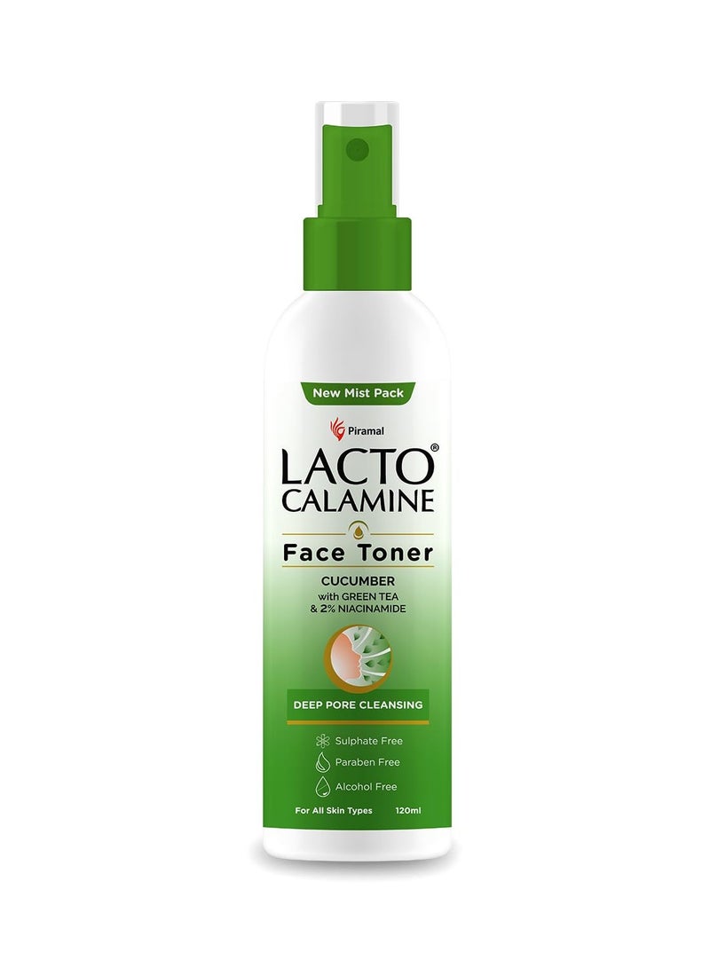 Lacto Calamine Face Toner Cucumber with Green Tea & 2% Niacinamide 120 ml - Image 1