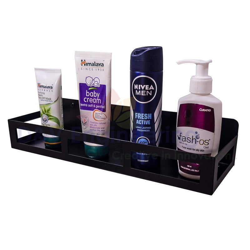 D&V ENGINEERING - Creative in innovation DV ENGINEERING Creative in innovation Sturdy Metal Powder Coated Wall Mounted KitchenBathroom Shelf Organizer Storage Holder Rack Black  - Image 1