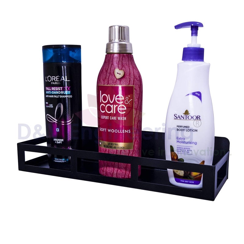 D&V ENGINEERING - Creative in innovation DV ENGINEERING Creative in innovation Sturdy Metal Powder Coated Wall Mounted KitchenBathroom Shelf Organizer Storage Holder Rack Black  - Image 3