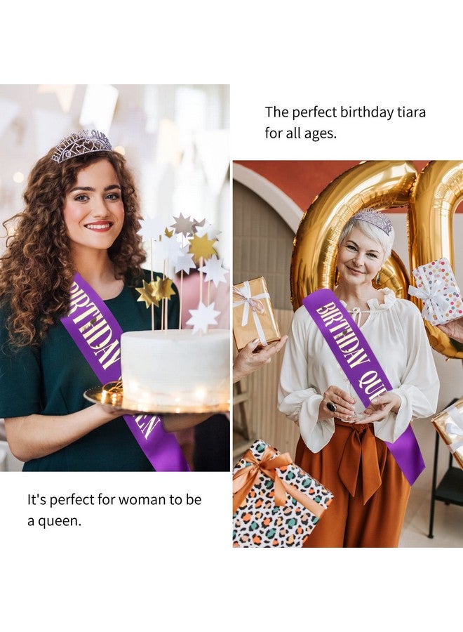 CIEHER Purple Birthday Sash & Queen Crown Kit, Purple Birthday Decorations, Purple Crown Tiara, Birthday Crowns for Women Girls, Purple Birthday Crown, Birthday Sash and Tiara, Purple Birthday Gifts - Image 5