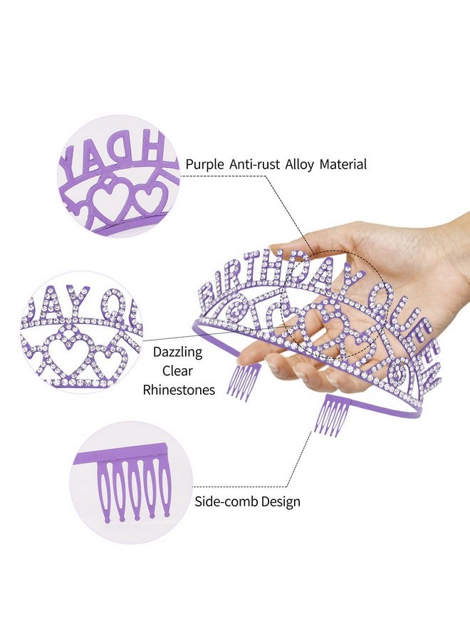 CIEHER Purple Birthday Sash & Queen Crown Kit, Purple Birthday Decorations, Purple Crown Tiara, Birthday Crowns for Women Girls, Purple Birthday Crown, Birthday Sash and Tiara, Purple Birthday Gifts - Image 3