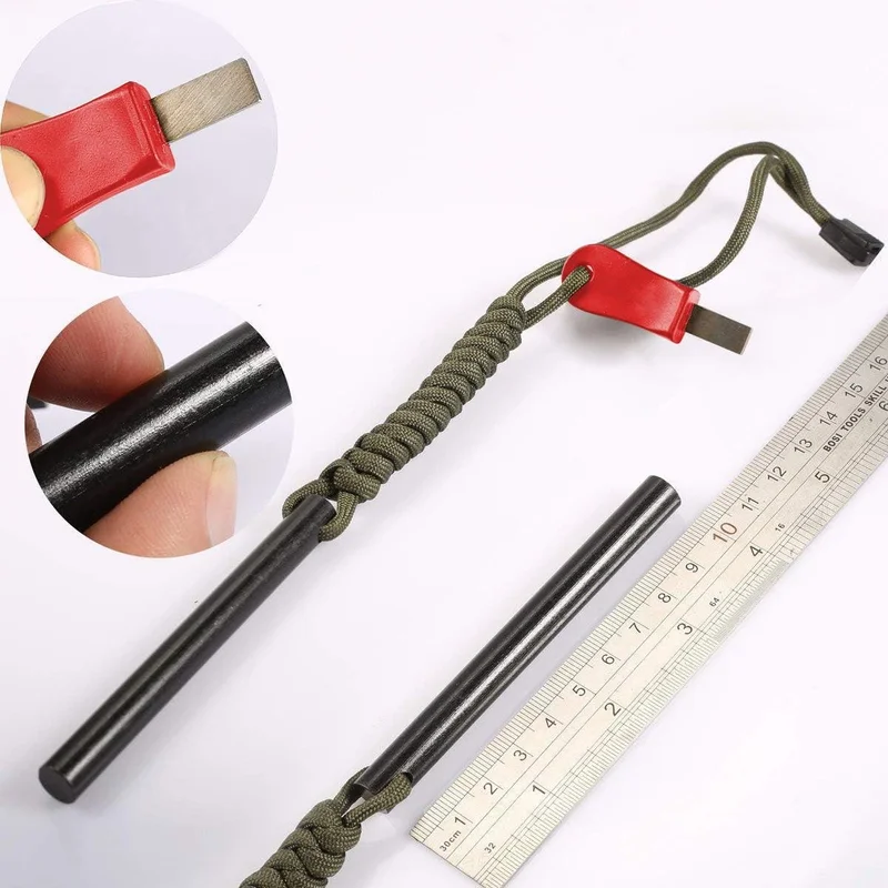 Valkyrie Magnesium Bar Emergency Fire Starter Paracord Drawstring 10CM x 1cm Flint Rod