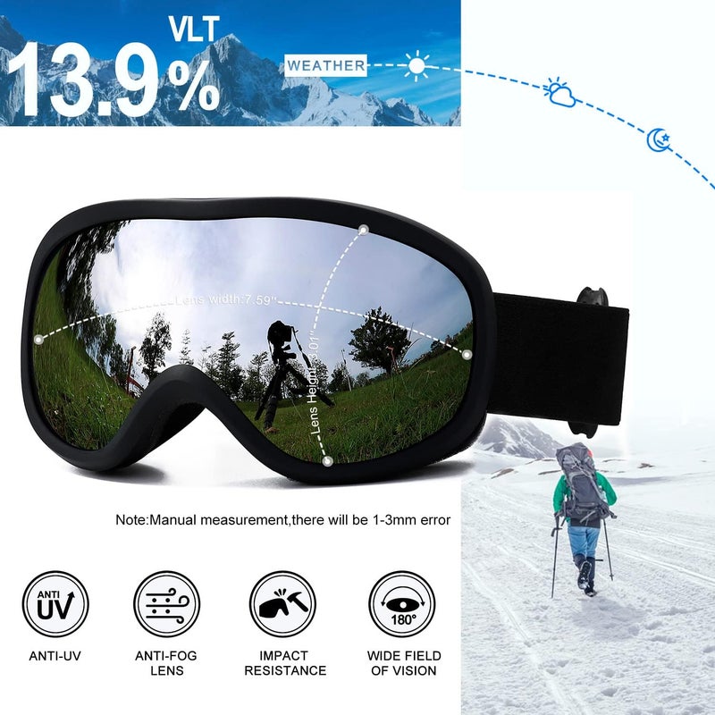 AVV Store OTG Ski Goggles for Men Women With Anti-Fog Dual Layer lens, UV400 Snow Goggle for Snowboarding Snowmobiling Skating - Image 2
