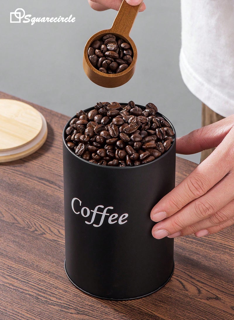 Squarecircle 3-Piece Coffee, Tea & Sugar Storage Canister Set, Airtight Metal Tins with Bamboo Lids for Kitchen, Arabic Coffee Beans, Snacks & Dry Food - Image 3