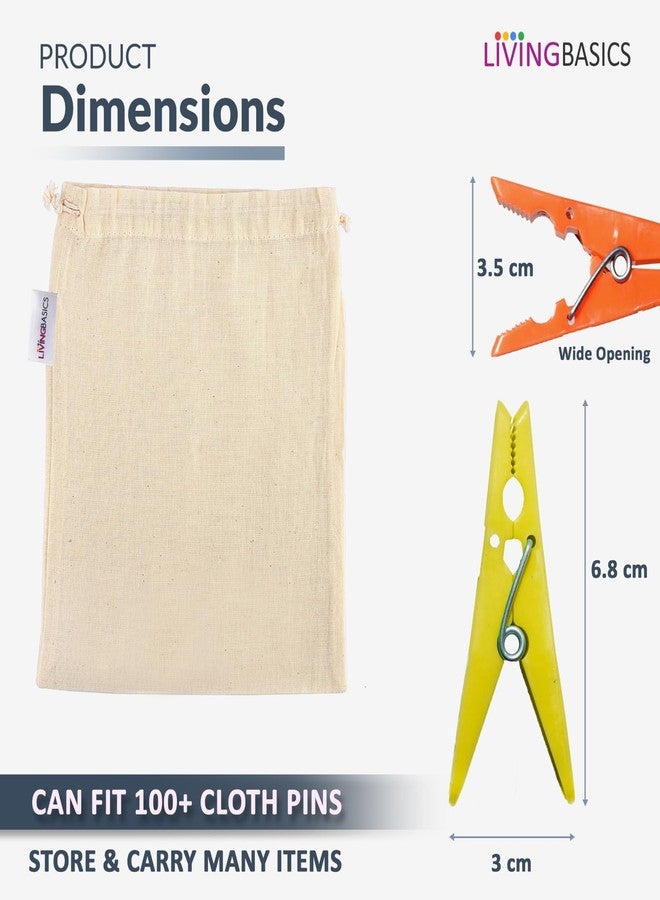 LIVINGBASICS مشبك ملابس شديد التحمل مقاوم للصدأ من LivingBasics / مشابك ملابس / دبابيس تجفيف الملابس / مشابك للشماعات / القضبان / الحبال / تجفيف الملابس (24 مشبك ملابس لحامل تجفيف الملابس) (M012) - Image 3
