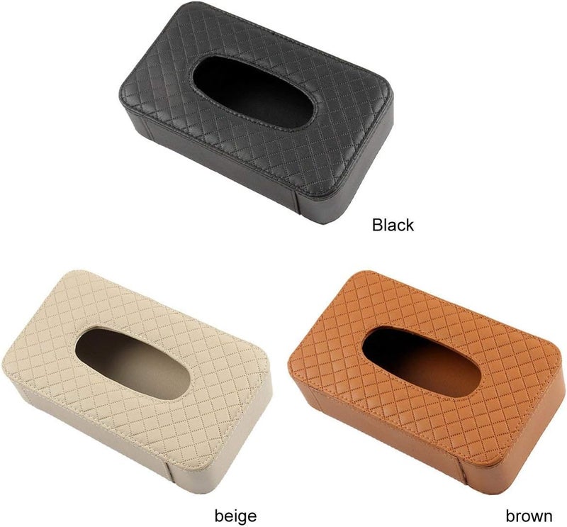 KolorFish Headrest Car Tissue Holder, Car Back Seat Hanging Tissue Holder with PU Leather, Tissue Box Holder (Tissues Included) Black - Image 2