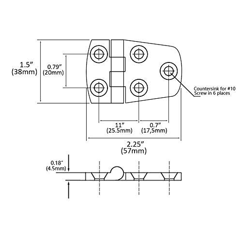 SUNOOM Boat Shortside Hinges,316 Stainless Steel Mirror Polished Marine Heavy Duty Hinges 1-1/2 Inch x 2-1/4 Inch,Pack of 2, Include Installation Screws - Image 4