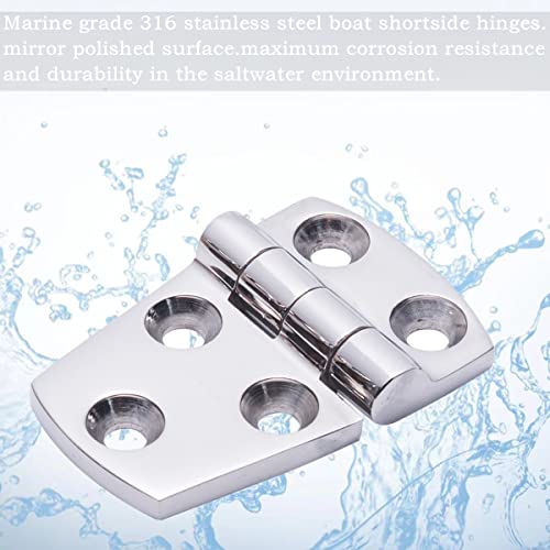 SUNOOM Boat Shortside Hinges,316 Stainless Steel Mirror Polished Marine Heavy Duty Hinges 1-1/2 Inch x 2-1/4 Inch,Pack of 2, Include Installation Screws - Image 3