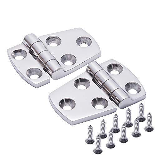 SUNOOM Boat Shortside Hinges,316 Stainless Steel Mirror Polished Marine Heavy Duty Hinges 1-1/2 Inch x 2-1/4 Inch,Pack of 2, Include Installation Screws - Image 1