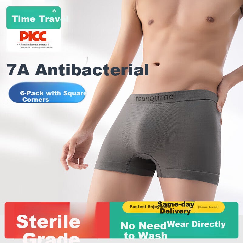 JD Jing Zao Youshiguang Disposable Men's Boxer Briefs, Extra Large Size, Travel-Friendly, 6 Pieces, 2XL Size [170-210 Jin] - Image 1