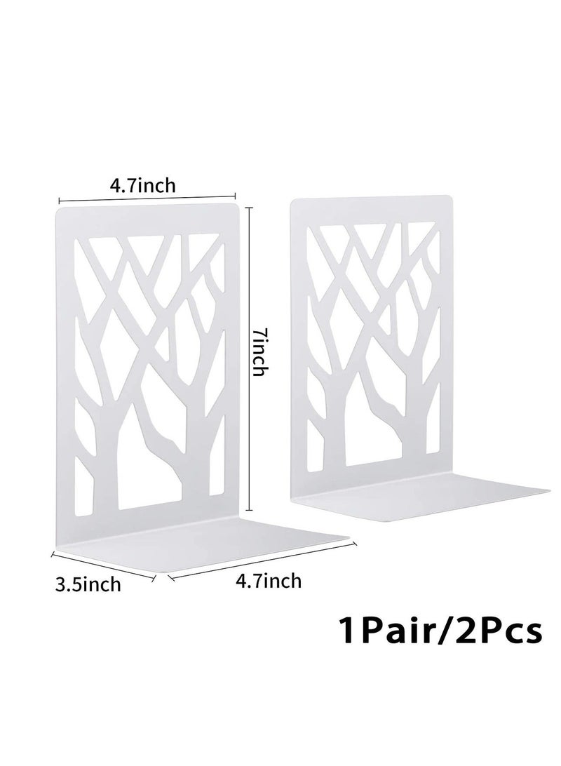Captaintech Bookends, Book Ends for Shelves, Bookends for Office, Book Ends for Heavy Books, Book Shelf Holder Stand Home Decorative，Metal Bookend Supports, Book Stoppers, White(1 Pair) - Image 2